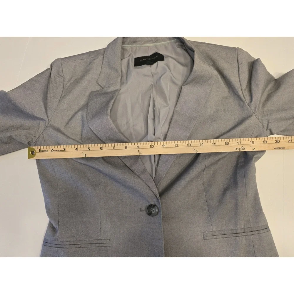 BANANA REPUBLIC Womens Gray One‎ Button Blazer Size 8 Shoulder Pads